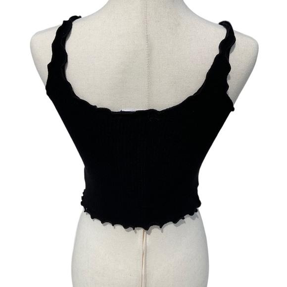 Casual Sexy Violet Moon Black Ribbed Cropped Summer Tank - Picture 2 of 6